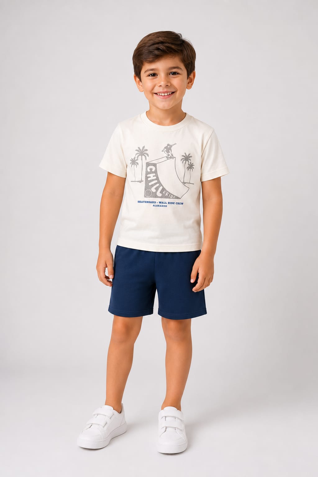 Conjunto Infantil Masculino Camiseta em Malha Penteada e Short em Moletom