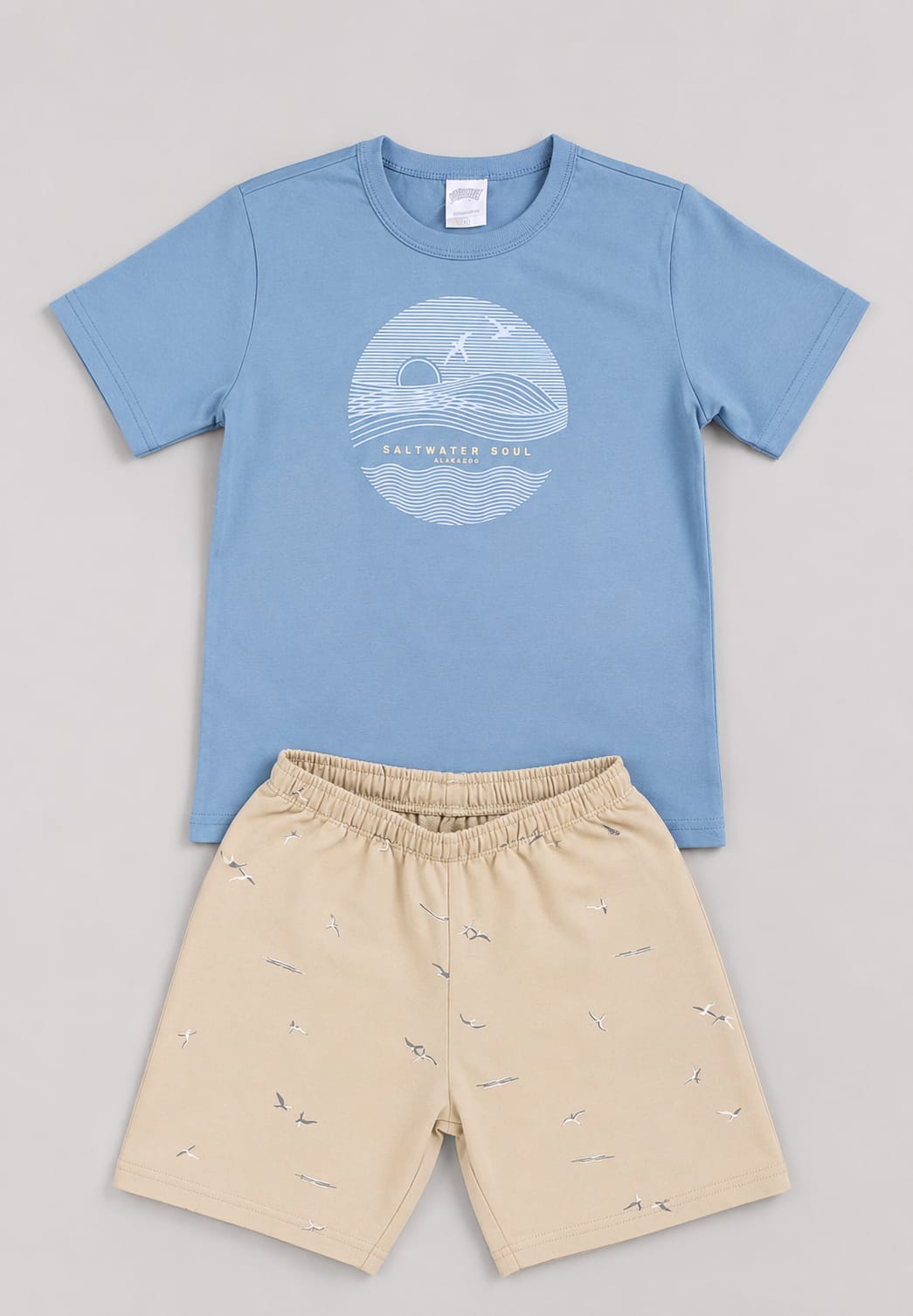 Conjunto Infantil Masculino com Blusa em Malha Penteada e Short em Moletom