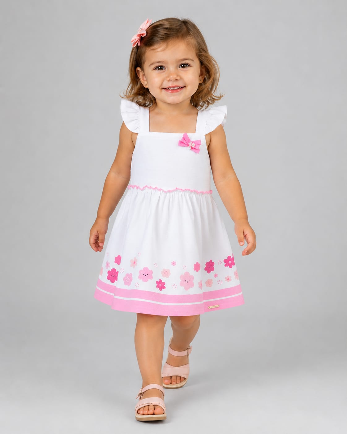 Vestido Infantil em Malha Nikko com Estampa Floral