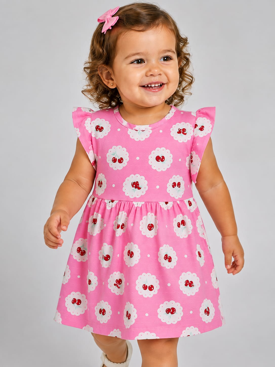 Vestido Infantil Estampado Cerejinha em Malha Nikko