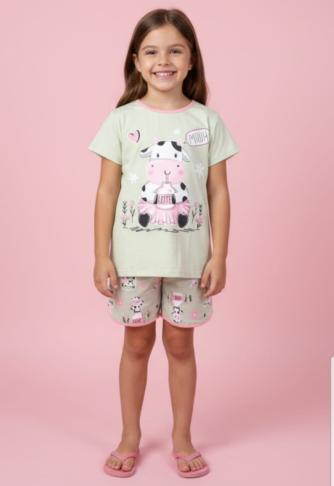 Pijama Vaquinha Brilha no Escuro – Conforto 100% Algodão para Noites Mágicas