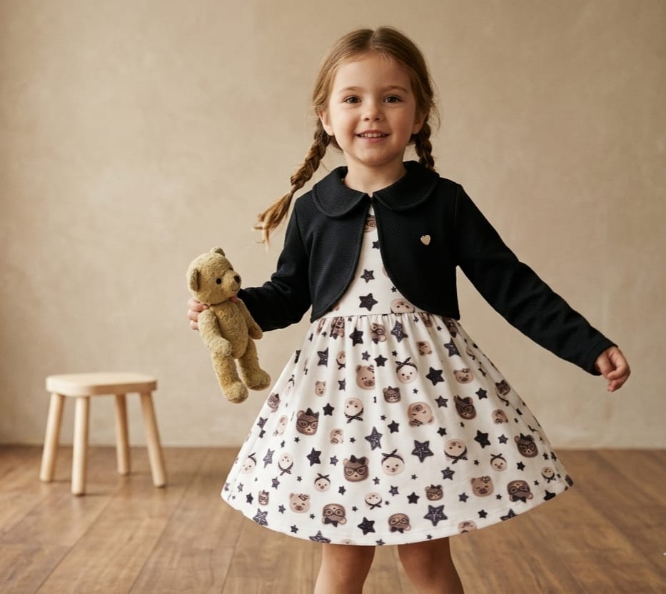 Vestido Infantil Peluciado com Bolero Soft Tech