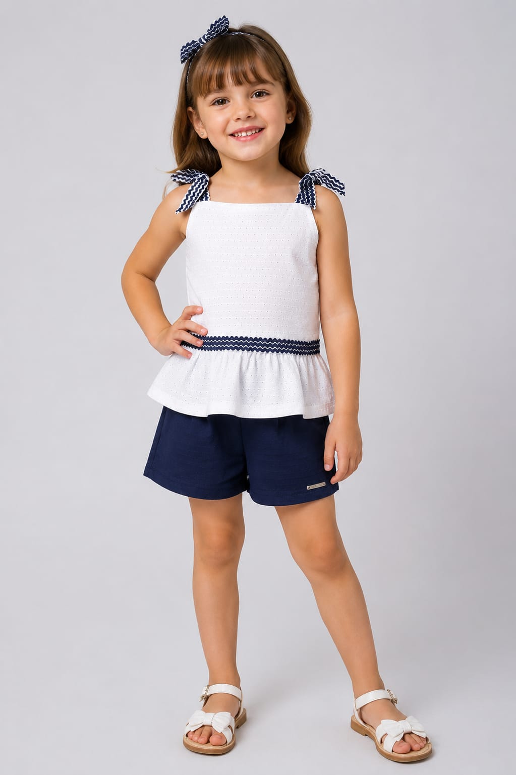Conjunto Infantil Feminino em Malha Nikko com Laços nas Alças