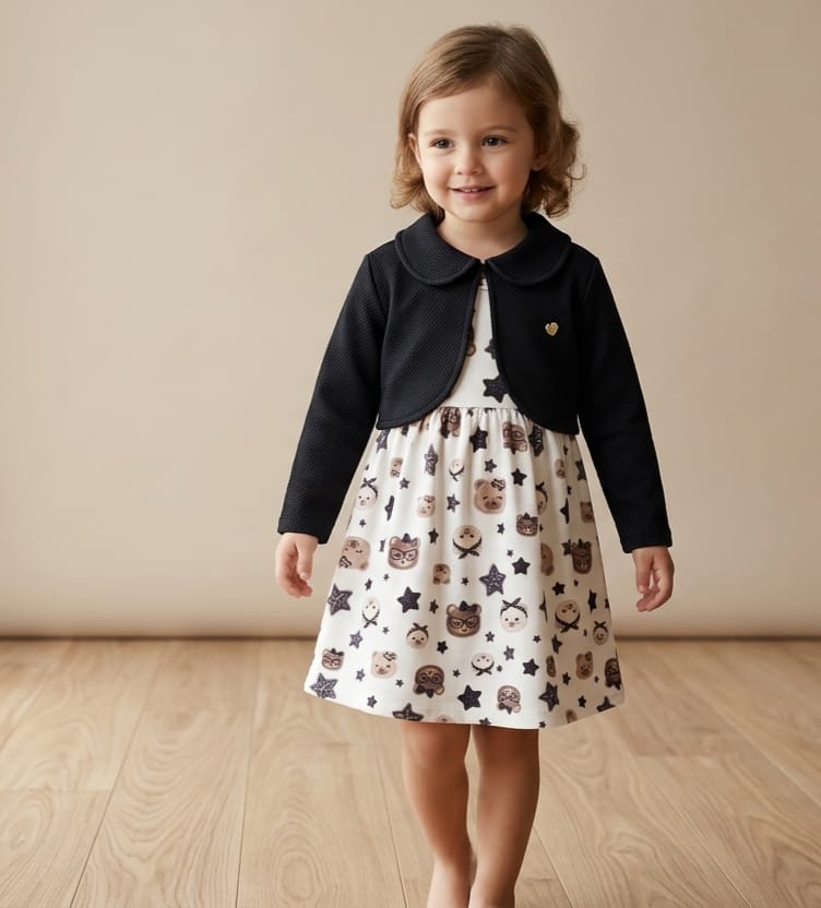 Vestido Infantil Peluciado com Bolero Soft Tech