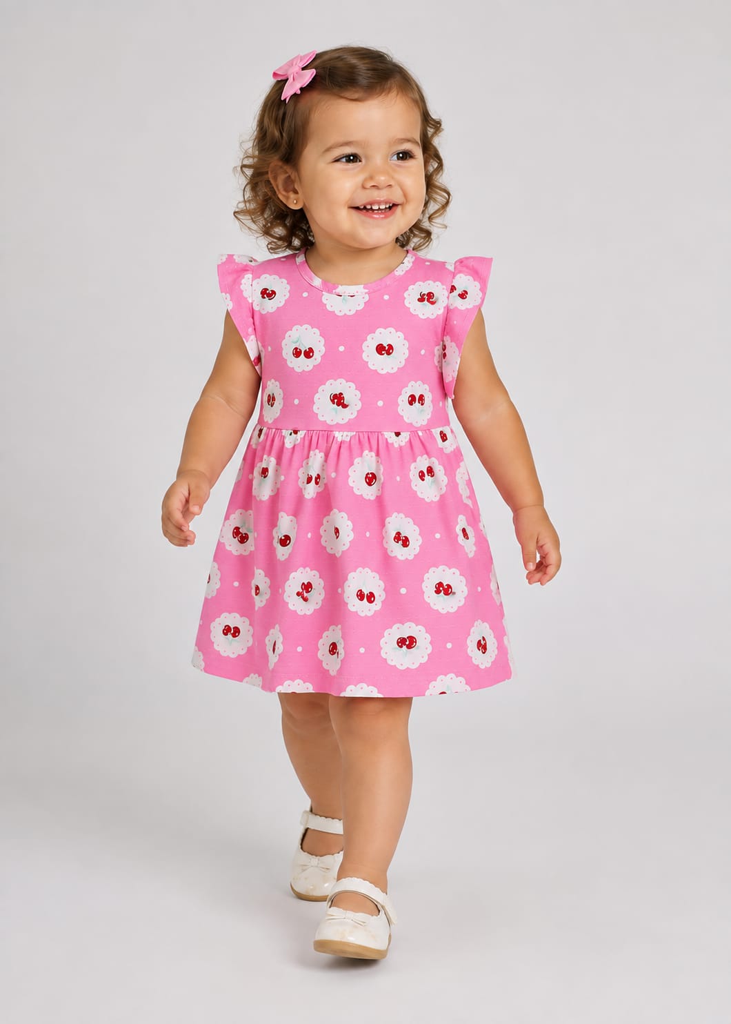 Vestido Infantil Estampado Cerejinha em Malha Nikko