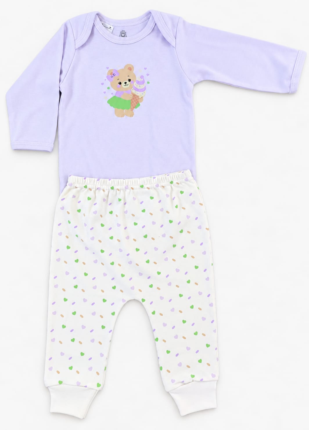 Conjunto Bebê Body Manga Longa + Calça Ursinho