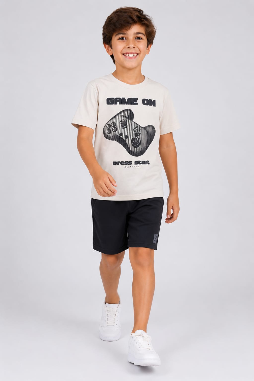 Conjunto Infantil Masculino Game On com Camiseta em Malha Penteada e Short Politel