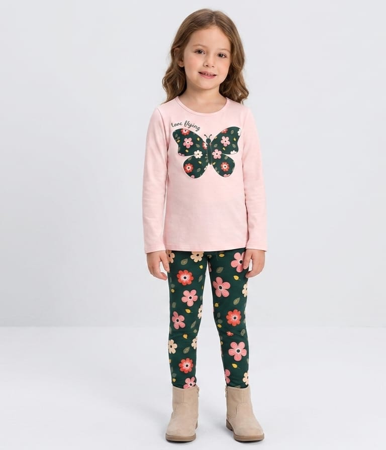 Conjunto Meia Estação Borboleta Infantil Menina – Conforto em Algodão e Estampa Encantadora