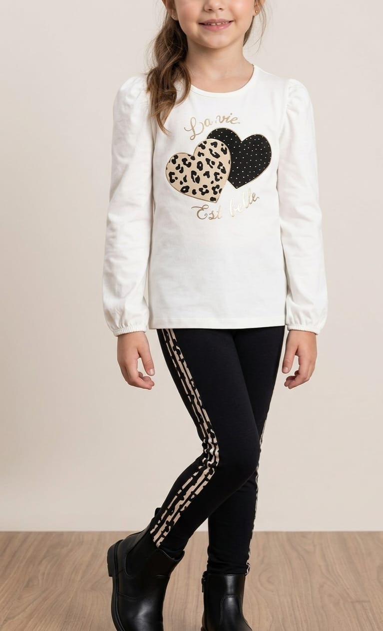 Conjunto Blusa Meio Estação com Legging Menina Infantil – Conforto e Estilo em Algodão