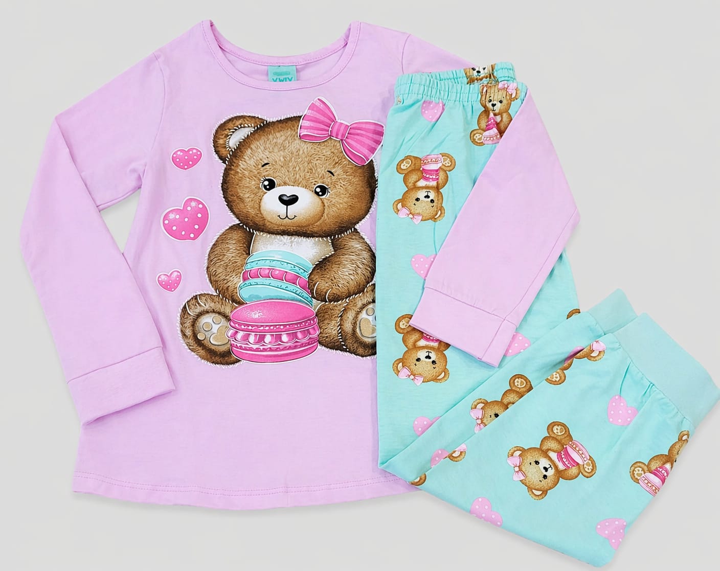 Pijama Infantil Feminino Ursinha – 100% Algodão | Brilha no Escuro