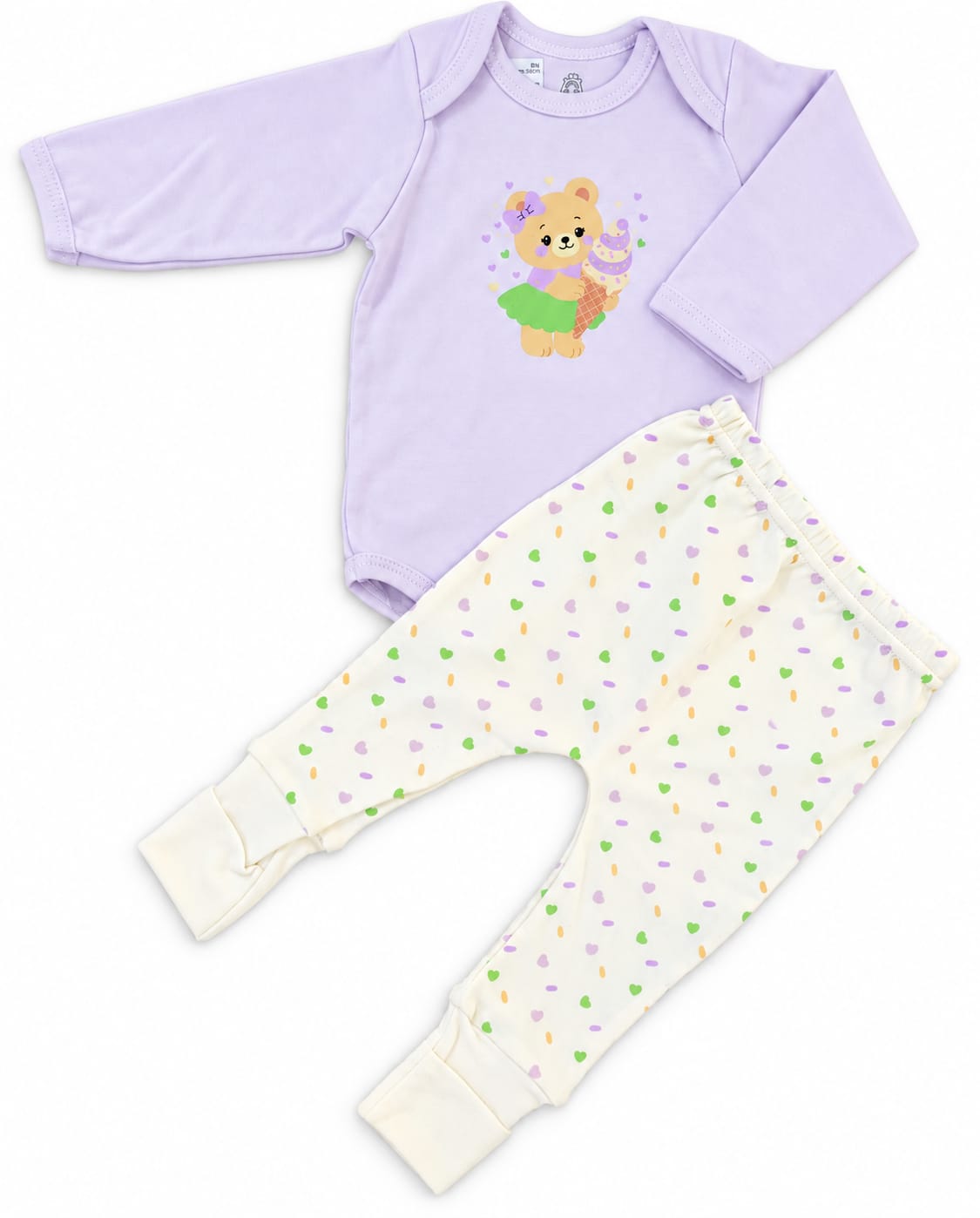 Conjunto Bebê Body Manga Longa + Calça Ursinho