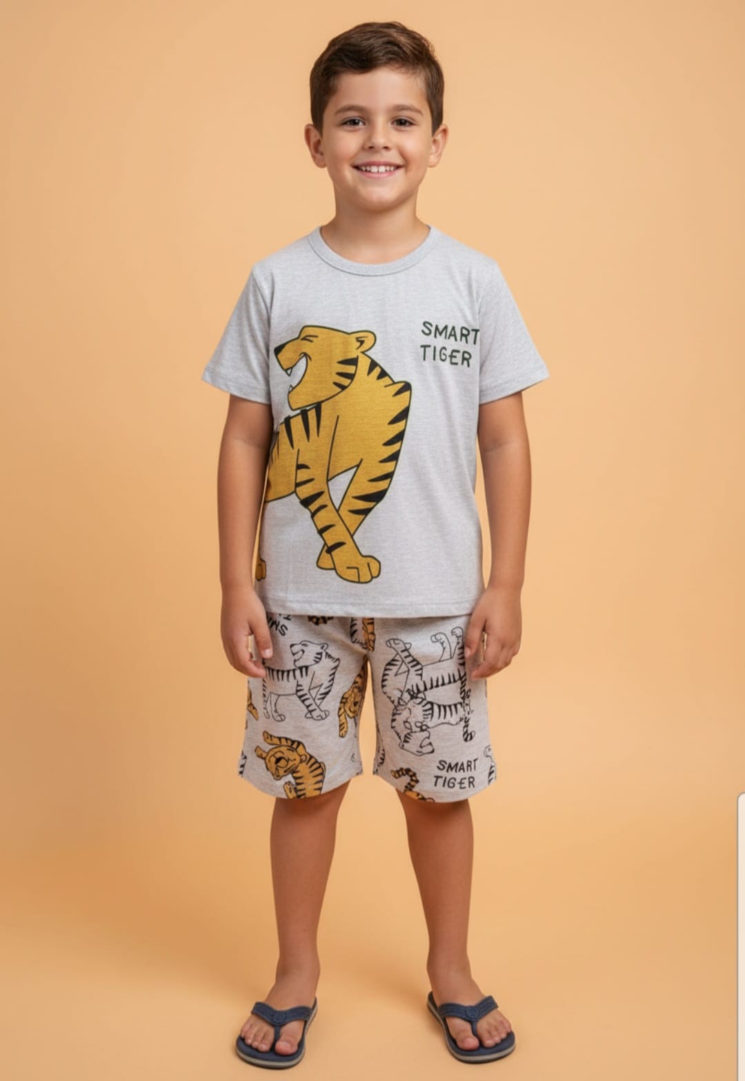 Pijama Tigre Brilha no Escuro – 100% Algodão, Conforto e Diversão na Hora de Dormir