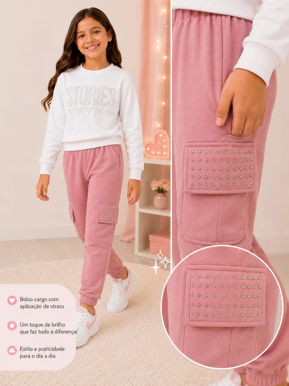Conjunto Stories Infantil em Moletom Peluciado