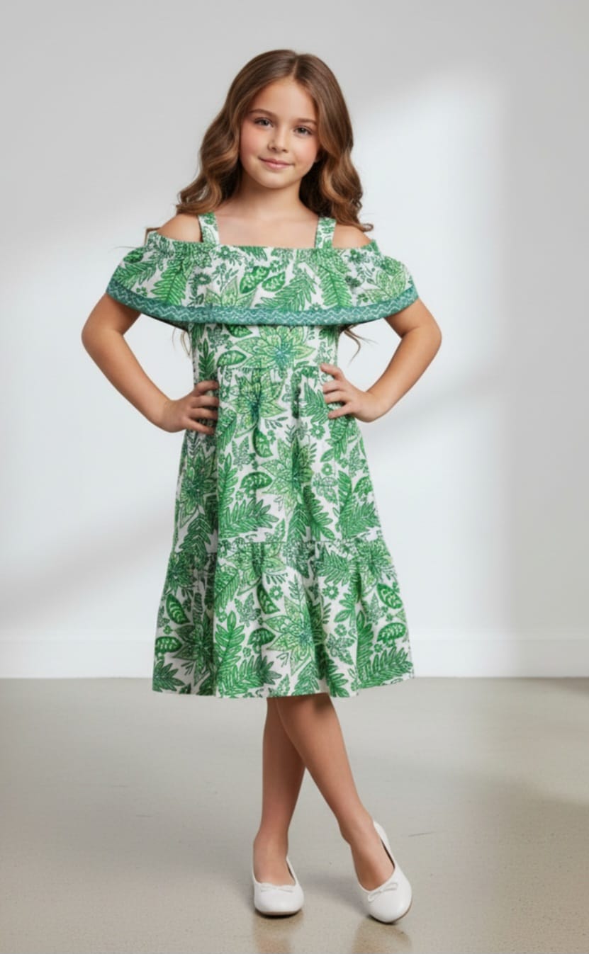 Vestido Ciganinha Flores Infantil em Algodão – Leve, Confortável e Cheio de Estilo