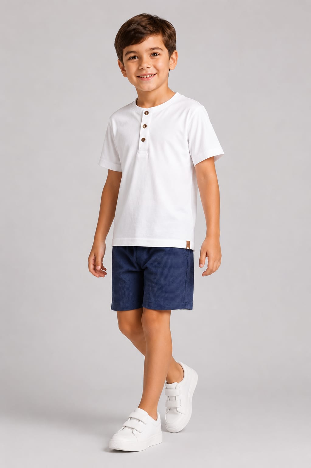 Conjunto Infantil Masculino Camiseta em Meia Malha Penteada e Short em Moletom Fire