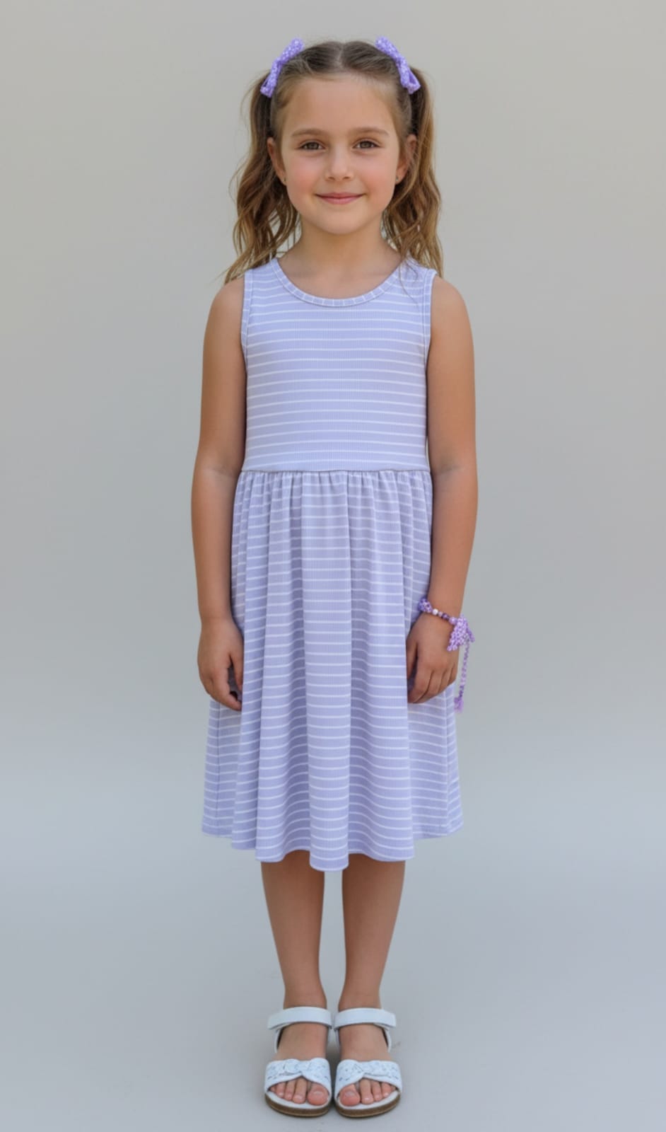 Vestido Canelado Listras Infantil – Conforto, Leveza e Estilo para o Dia a Dia