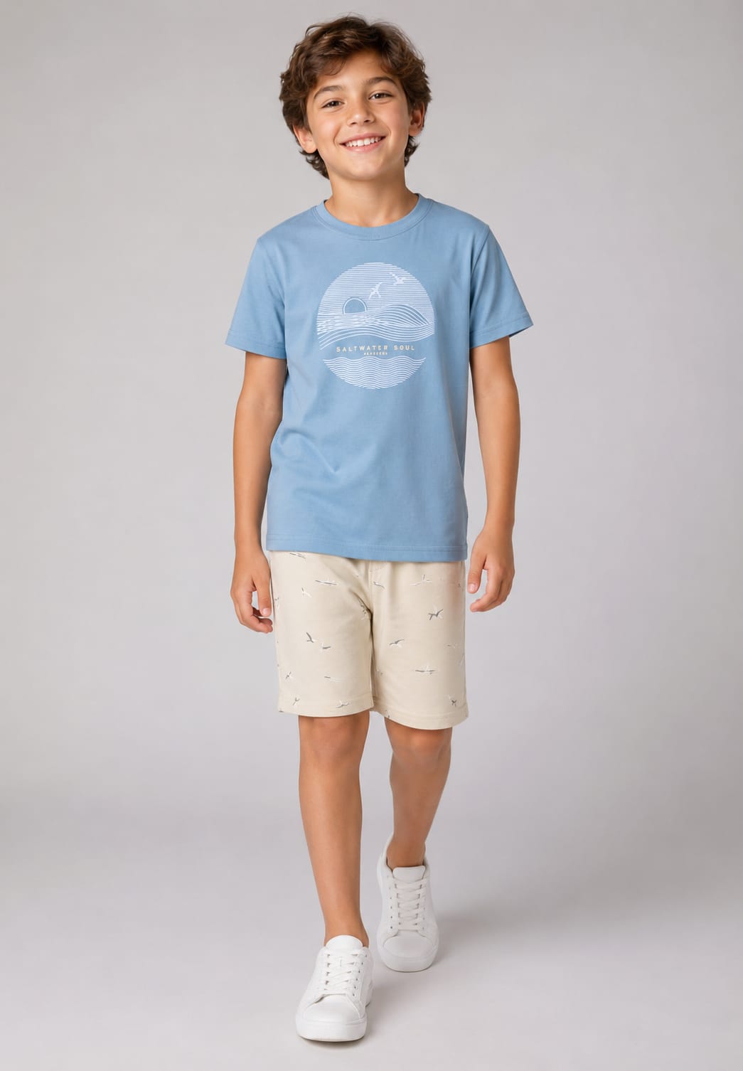 Conjunto Infantil Masculino com Blusa em Malha Penteada e Short em Moletom