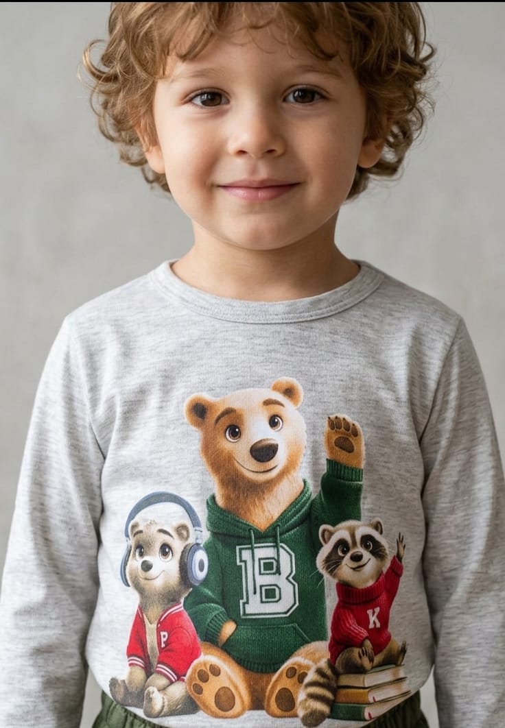 Conjunto Blusa Meia Estação e Calça de Moletom Urso