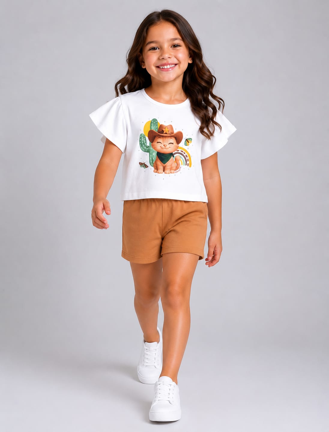 Conjunto Infantil Feminino Blusa em Malha Penteada com Short em Moletom