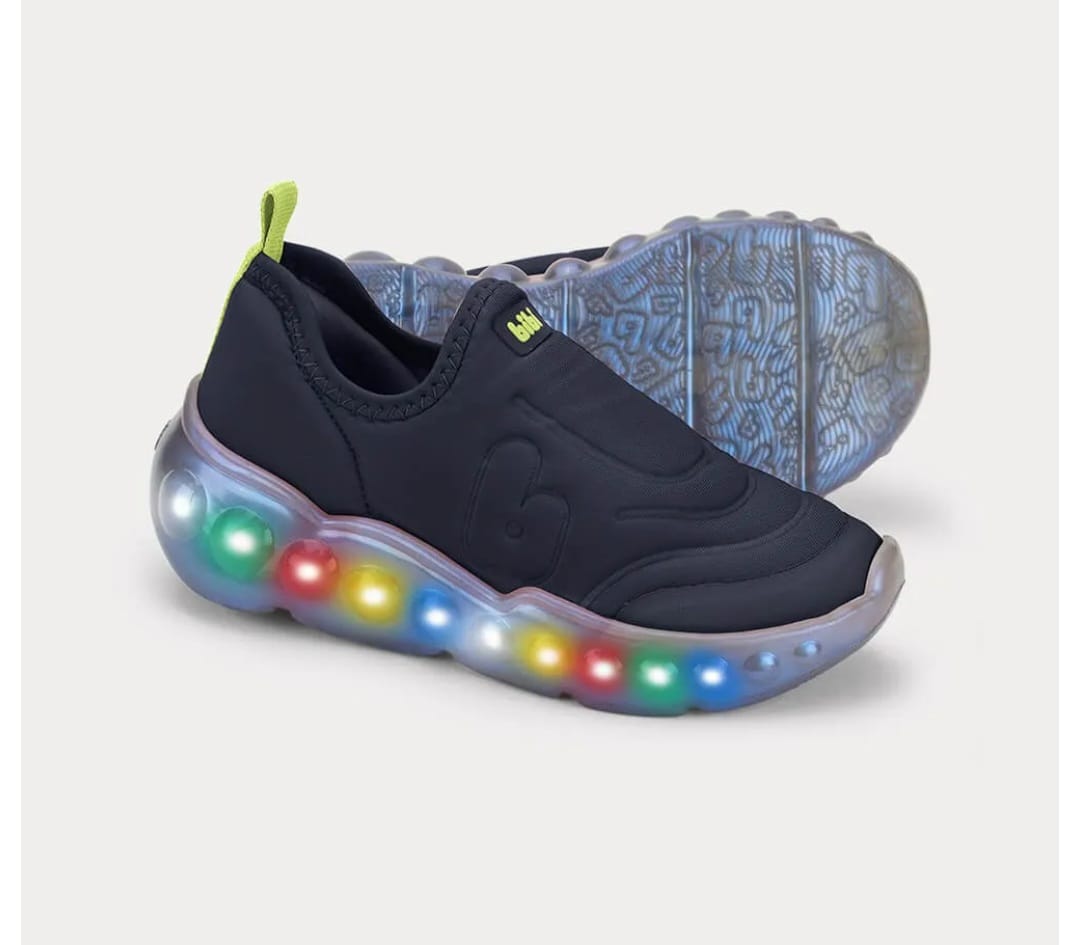 Tênis Infantil de Luz Bibi Roller Celebration 3.0 Azul Marinho com Verde