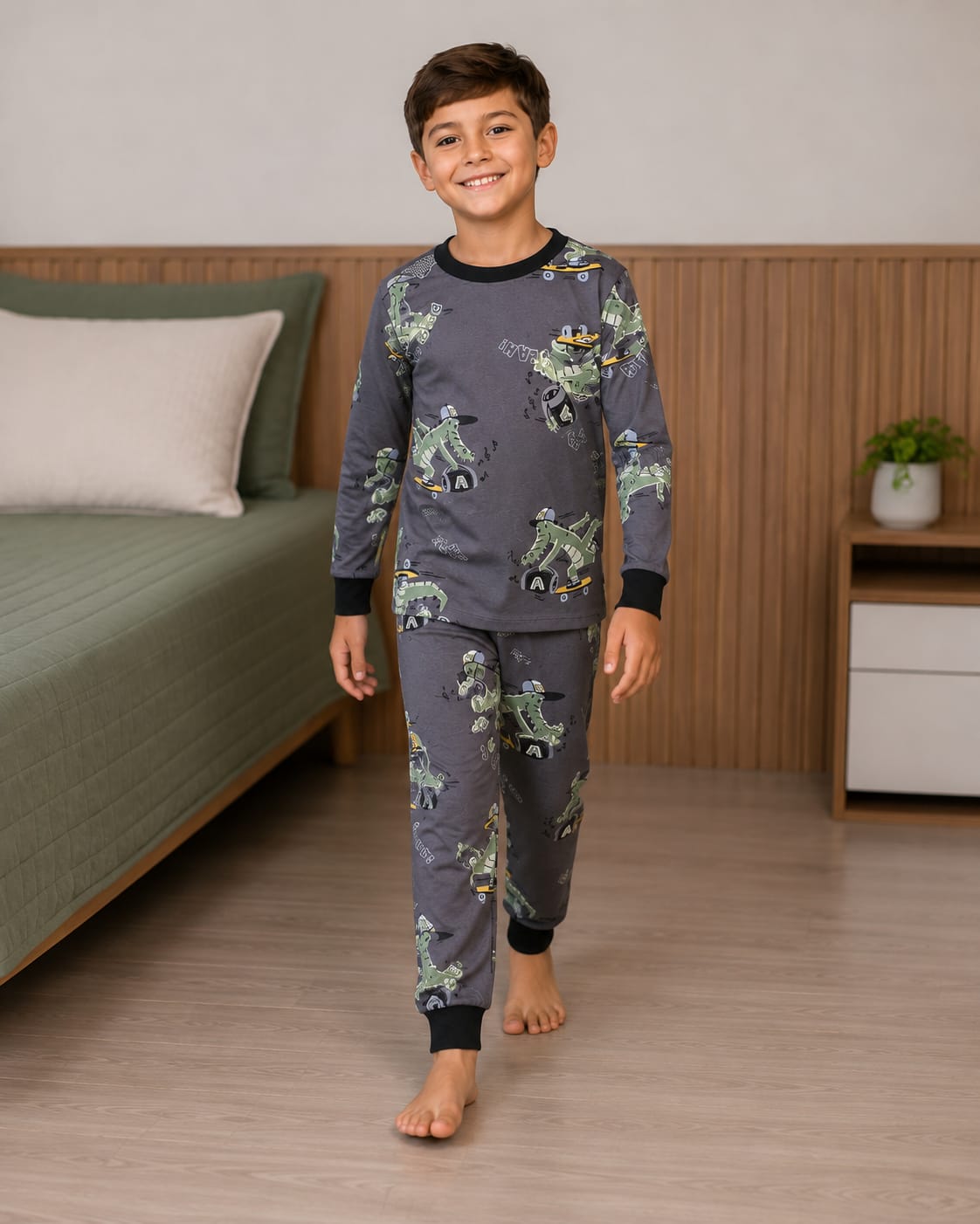 Pijama Infantil Masculino Dinossauro Radical Glow 100% Algodão