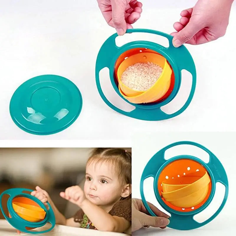 Tigela Infantil Giro 360° Antivazamento – Bowl Universal Rotatório para Bebês e Crianças, À Prova de Quedas e Derramamentos