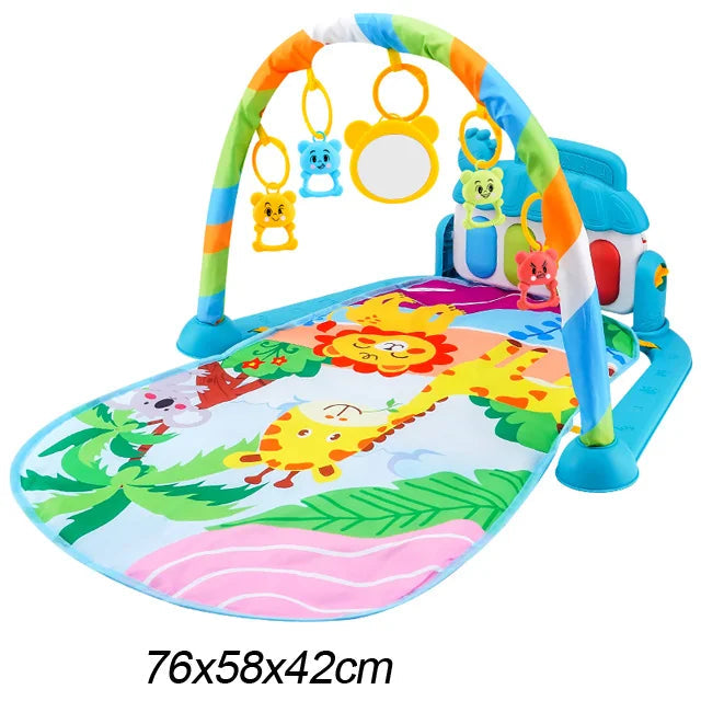 Tapete Ginásio Musical para Bebê – Baby Fitness Play Gym com Piano, Arco de Brinquedos e Atividades Educativas 0–36 Meses