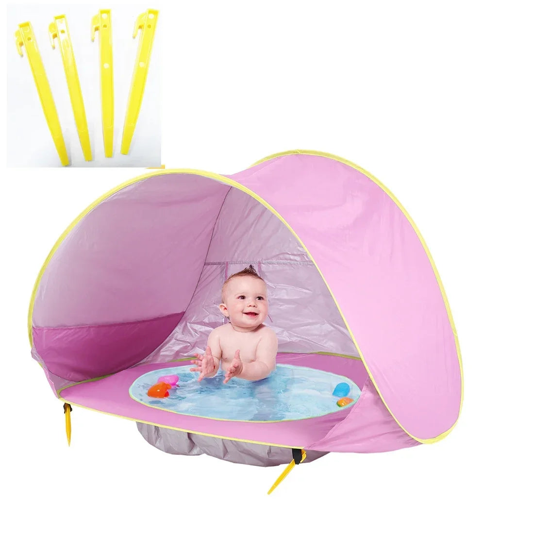 Tenda de Praia para Bebê com Proteção Solar UPF 50+ – Mini Piscina, À Prova d’Água, Ideal para Praia, Camping e Áreas Externas
