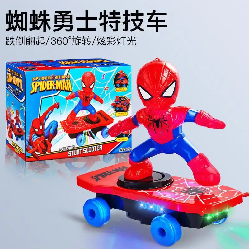 Boneco Eletrônico Homem-Aranha 21cm – Figura Marvel com Scooter e Luzes LED, Brinquedo Infantil para Meninos e Meninas
