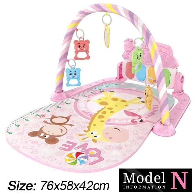 Tapete Ginásio Musical para Bebê – Baby Fitness Play Gym com Piano, Arco de Brinquedos e Atividades Educativas 0–36 Meses