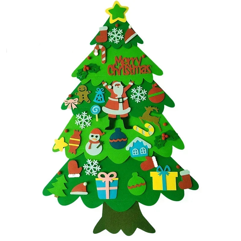 Árvore de Natal em Feltro Infantil DIY com Enfeites – Decoração Natalina 2025, Brinquedo Educativo e Presente Criativo