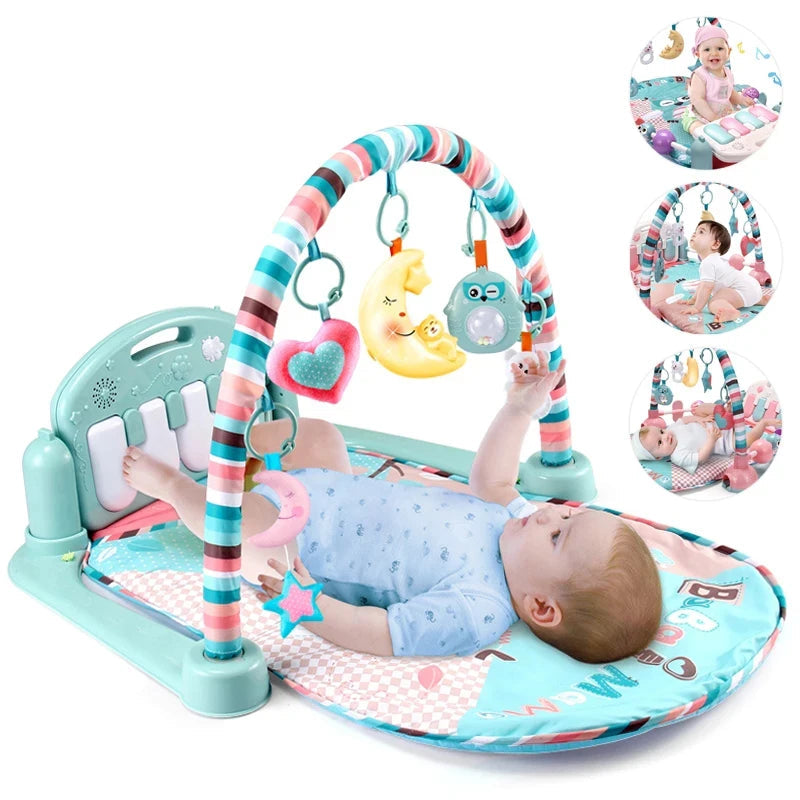 Tapete Ginásio Musical para Bebê – Baby Fitness Play Gym com Piano, Arco de Brinquedos e Atividades Educativas 0–36 Meses