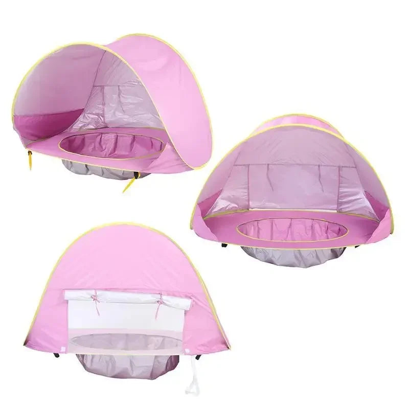 Tenda de Praia para Bebê com Proteção Solar UPF 50+ – Mini Piscina, À Prova d’Água, Ideal para Praia, Camping e Áreas Externas
