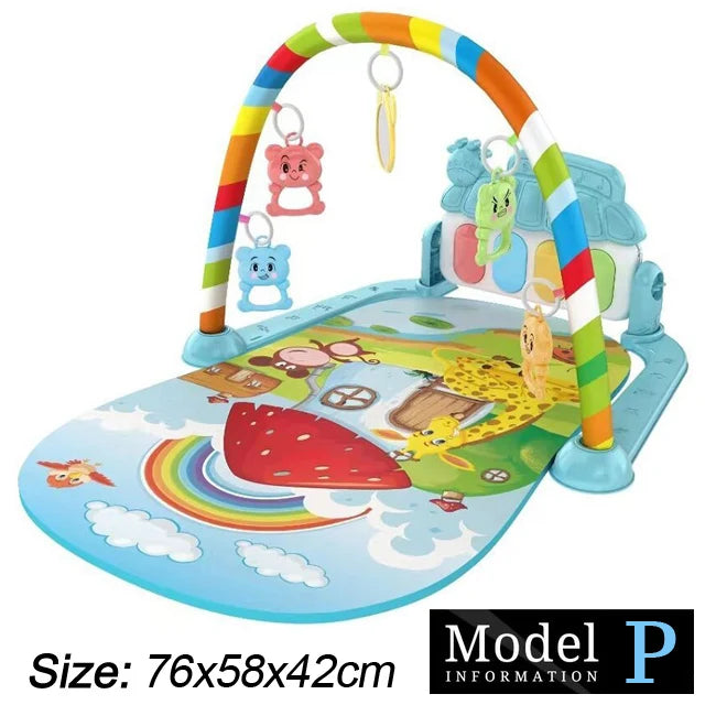 Tapete Ginásio Musical para Bebê – Baby Fitness Play Gym com Piano, Arco de Brinquedos e Atividades Educativas 0–36 Meses