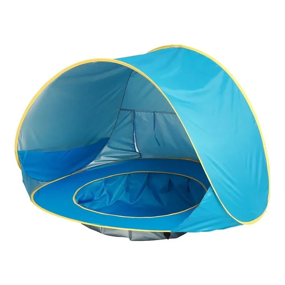 Tenda de Praia para Bebê com Proteção Solar UPF 50+ – Mini Piscina, À Prova d’Água, Ideal para Praia, Camping e Áreas Externas