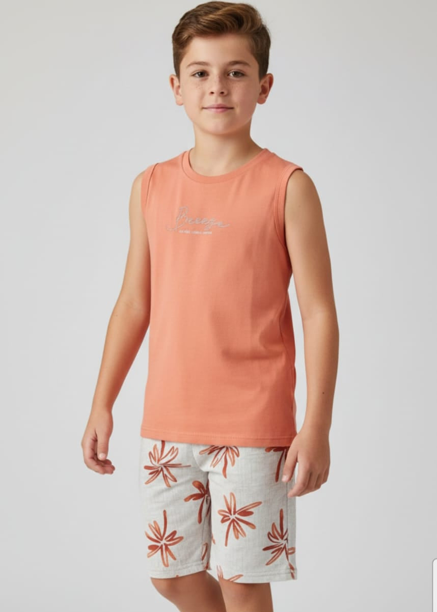 Conjunto Infantil Alakazoo Tropical – Regata e Bermuda Masculina Leve, Confortável e Estilosa