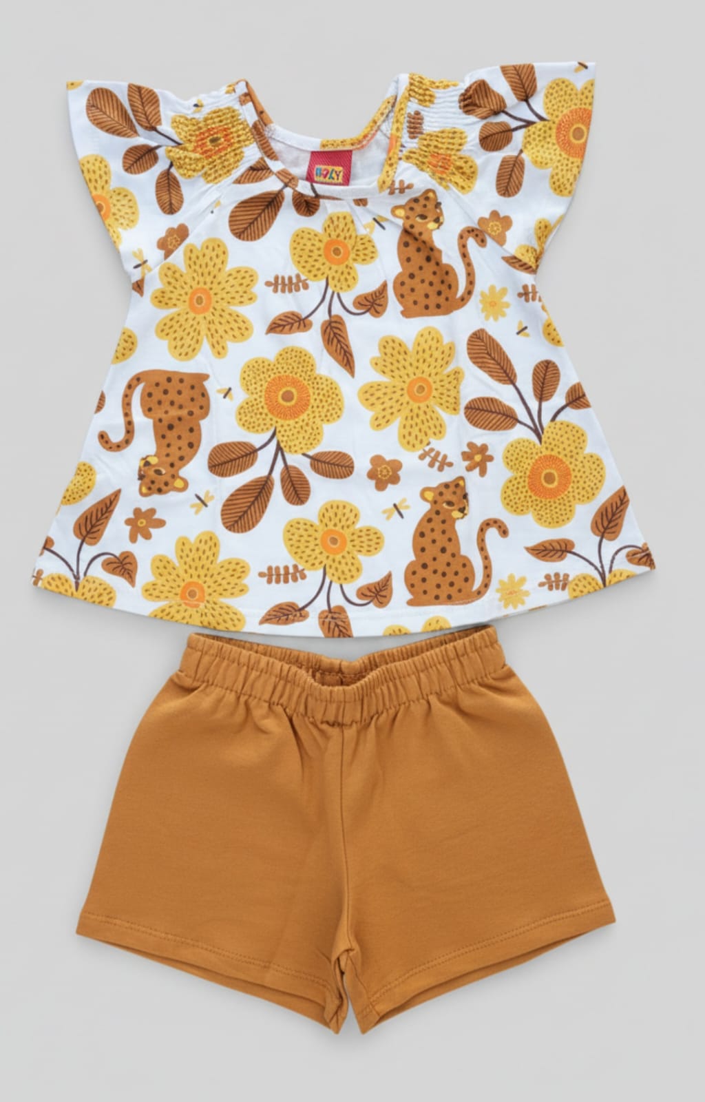 Conjunto Infantil KYLY Flores – Blusa e Short Feminino Confortável, Delicado e Estiloso