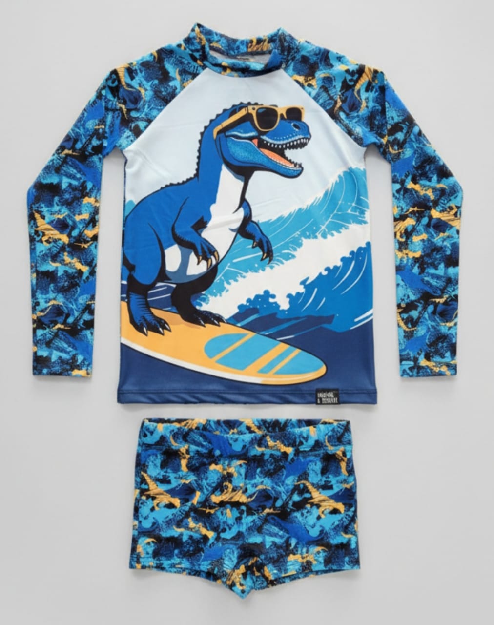 Conjunto Blusa de Proteção UV 50 e Sunga Dinossauro