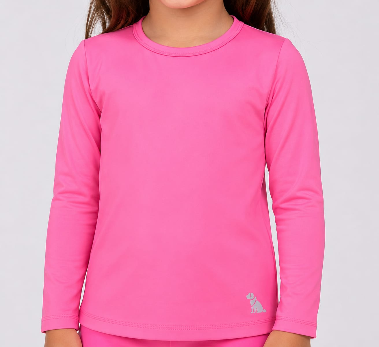 Blusa Infantil de Proteção Solar UV FPS 50+ Pink Neon