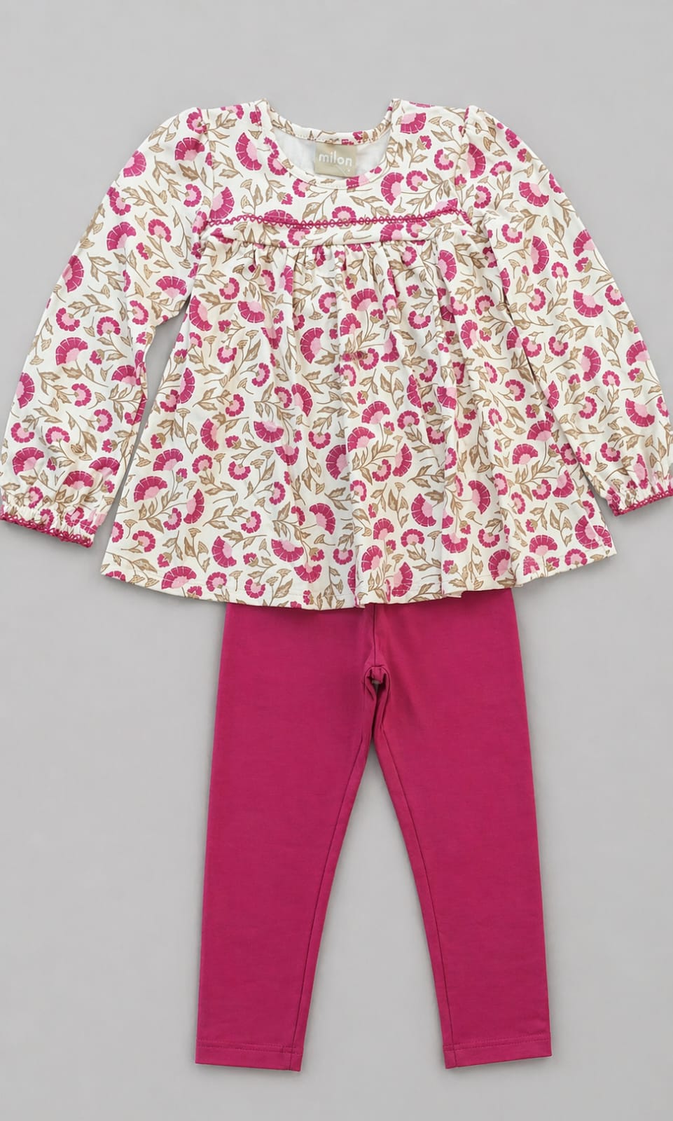 Conjunto Infantil Floral com Legging Rosa – Conforto e Estilo para o Dia a Dia