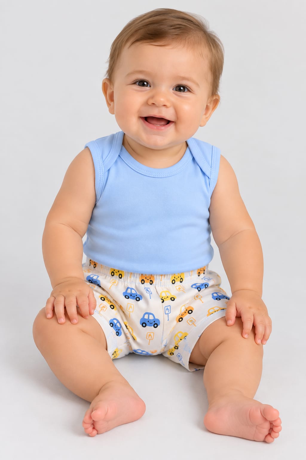 Kit Bebê 3 Peças carrinho em Malha 100% Algodão