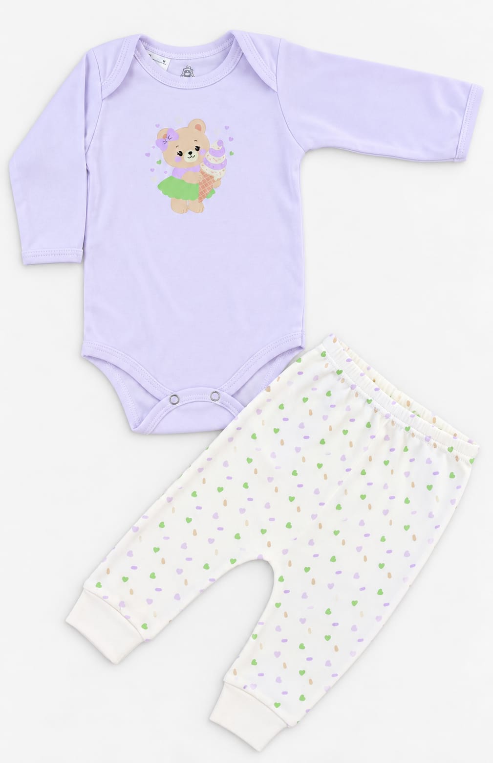 Conjunto Bebê Body Manga Longa + Calça Ursinho