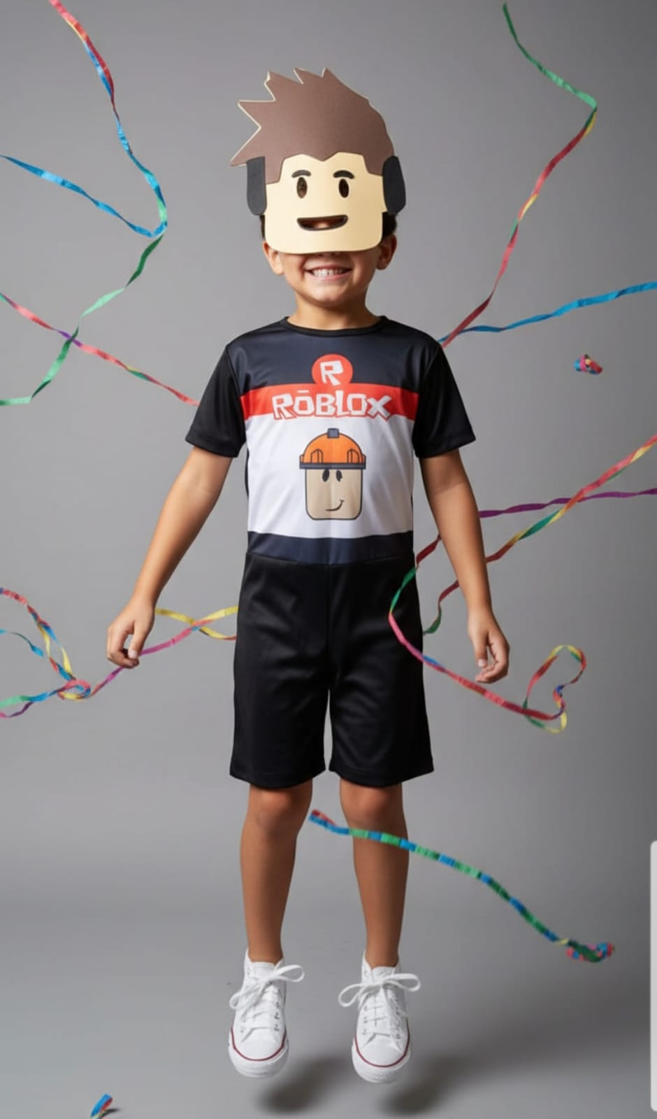 Fantasia Roblox Infantil com Máscara
