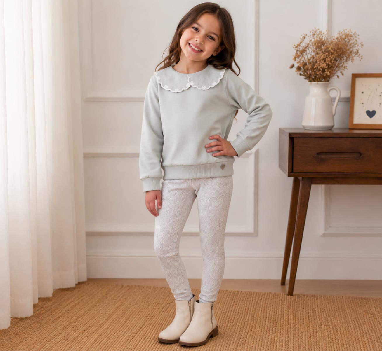 Conjunto Infantil Feminino Moletom Peluciado com Legging Soft