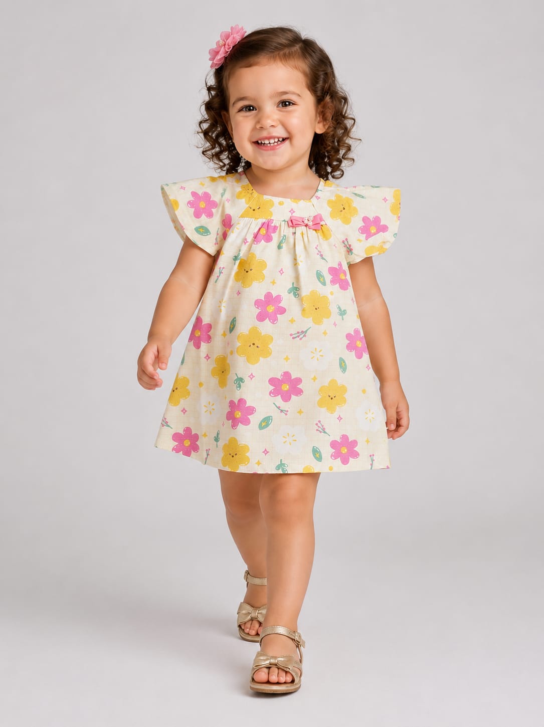 Vestido Infantil Floral em Malha Nikko
