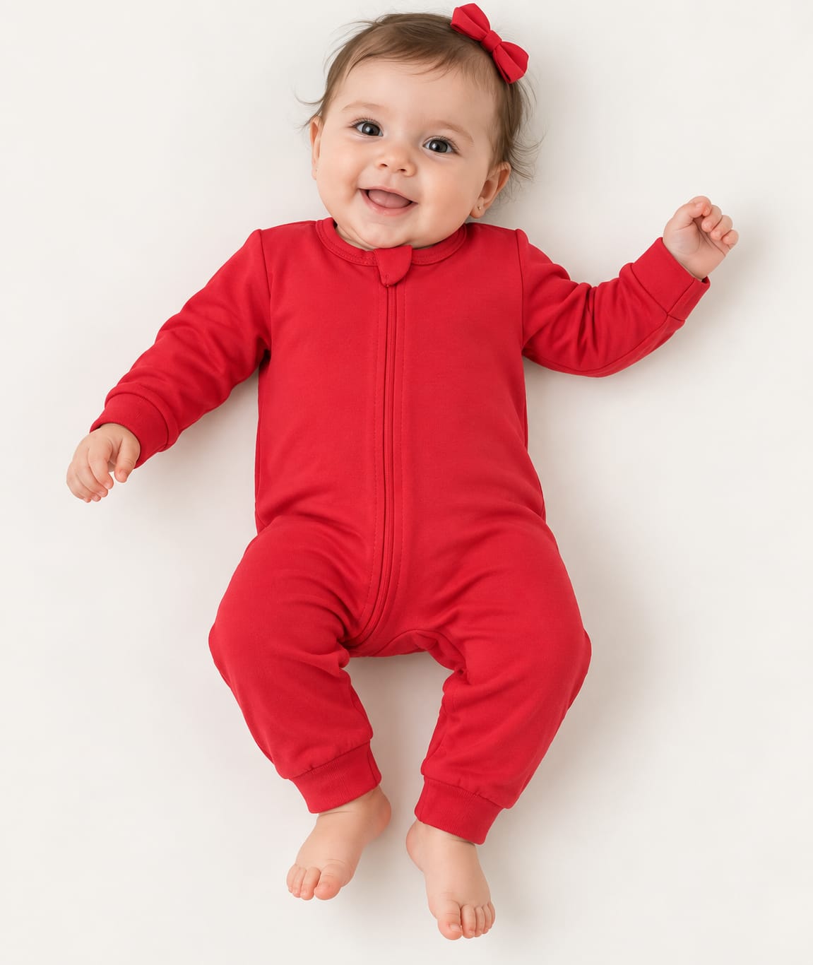 MACACÃO BEBÊ VERMELHO COM ZÍPER 100% ALGODÃO MALHA PREMIUM