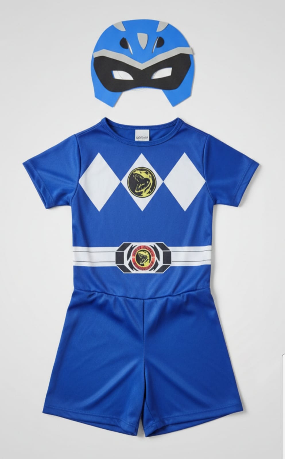 Fantasia Power Ranger Azul Infantil com Máscara