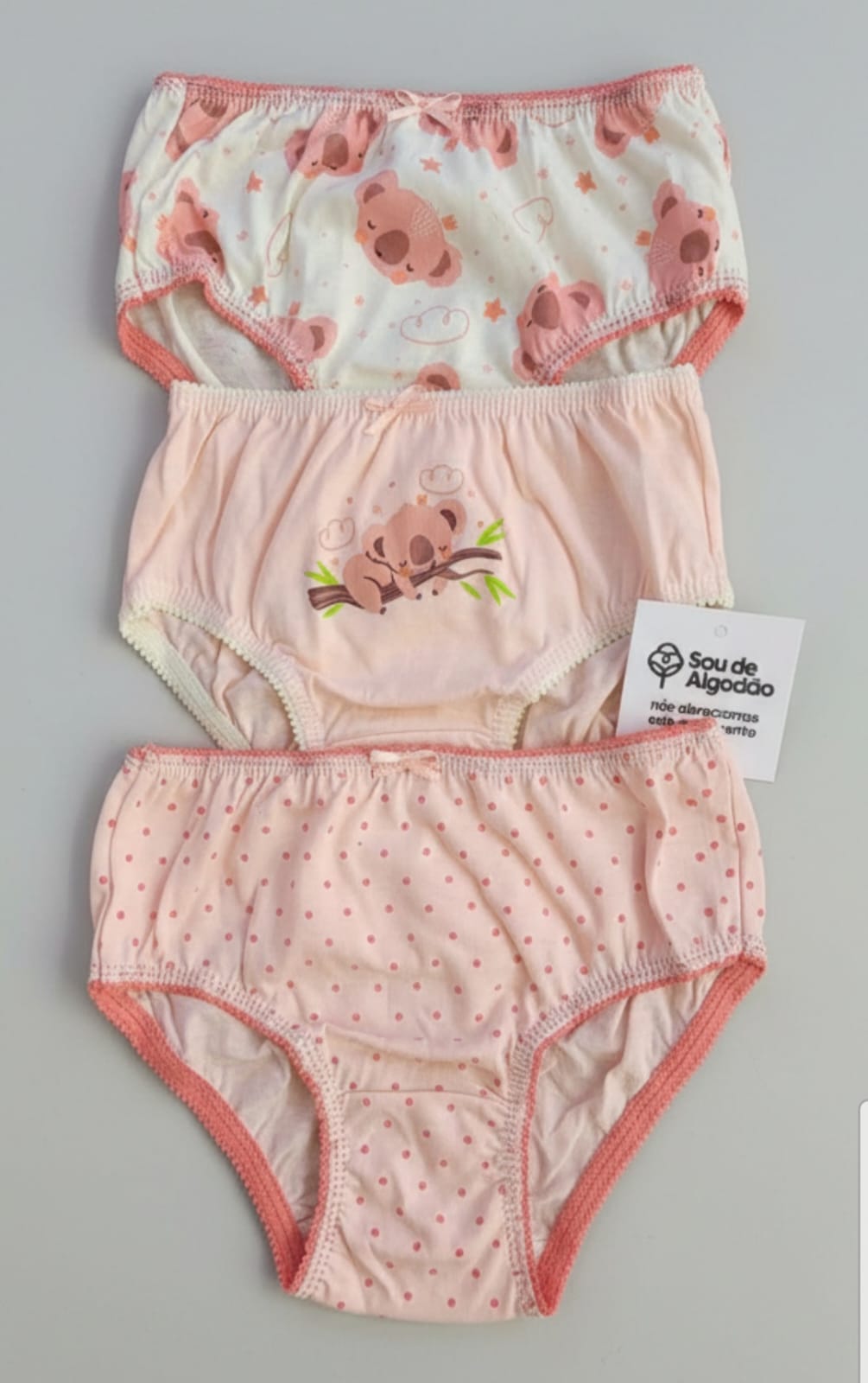 Calcinha Infantil 100% Algodão Colorida – Kit com 3 - Conforto, Maciez e Estampas Lindas para o Dia a Dia