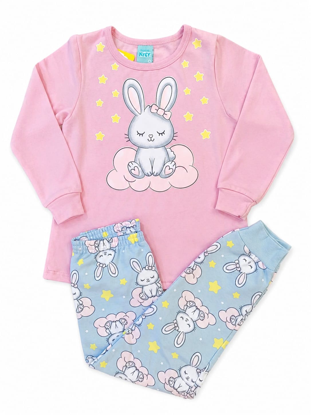 Pijama Infantil Coelhinha Brilha no Escuro – 100% Algodão | Moletom Peluciado