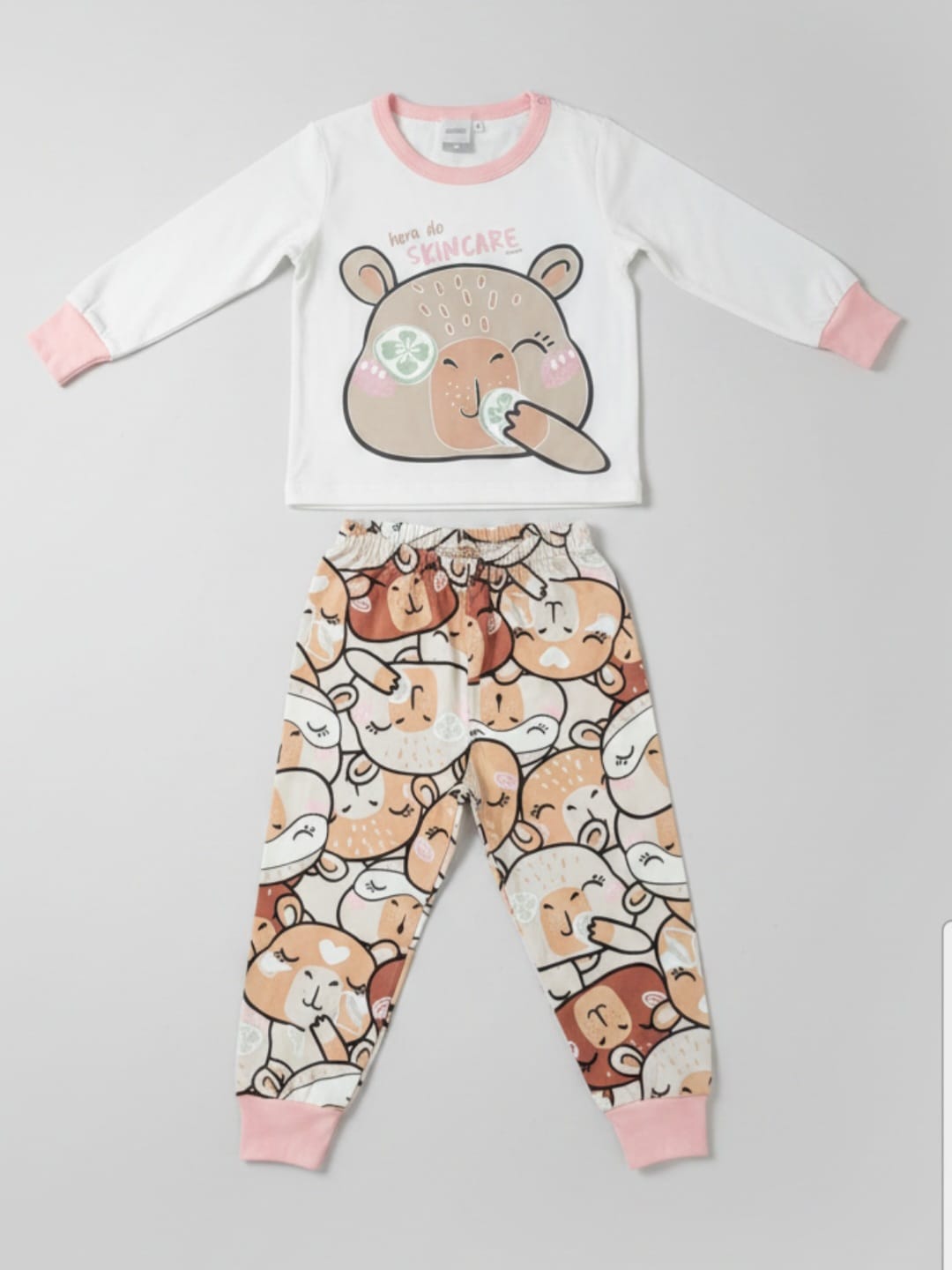 Pijama Infantil Meia Estação – Capivara | 100% Algodão | Brilha no Escuro